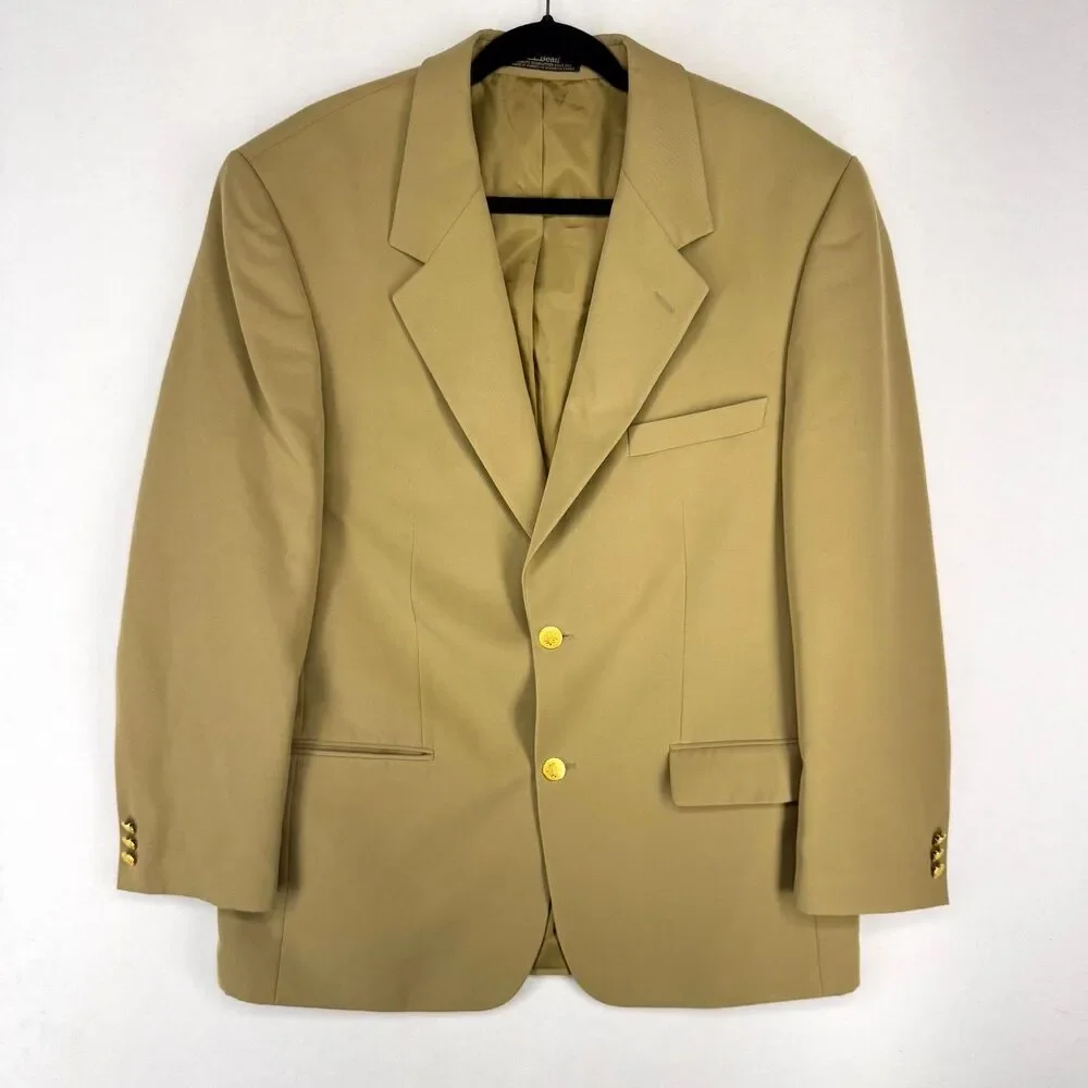 L. L. Bean Dark Beige Blazer with Gold Buttons Mens Size 42 R